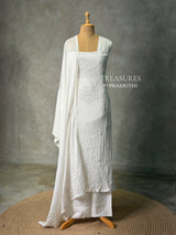 White Chiffon unstitched salwar set: PBRUS26