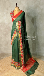 Green Georgette chanderi silk saree -PBR18G