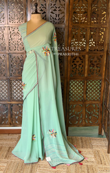 Pastal green soft Chiffon saree : PBR52F3