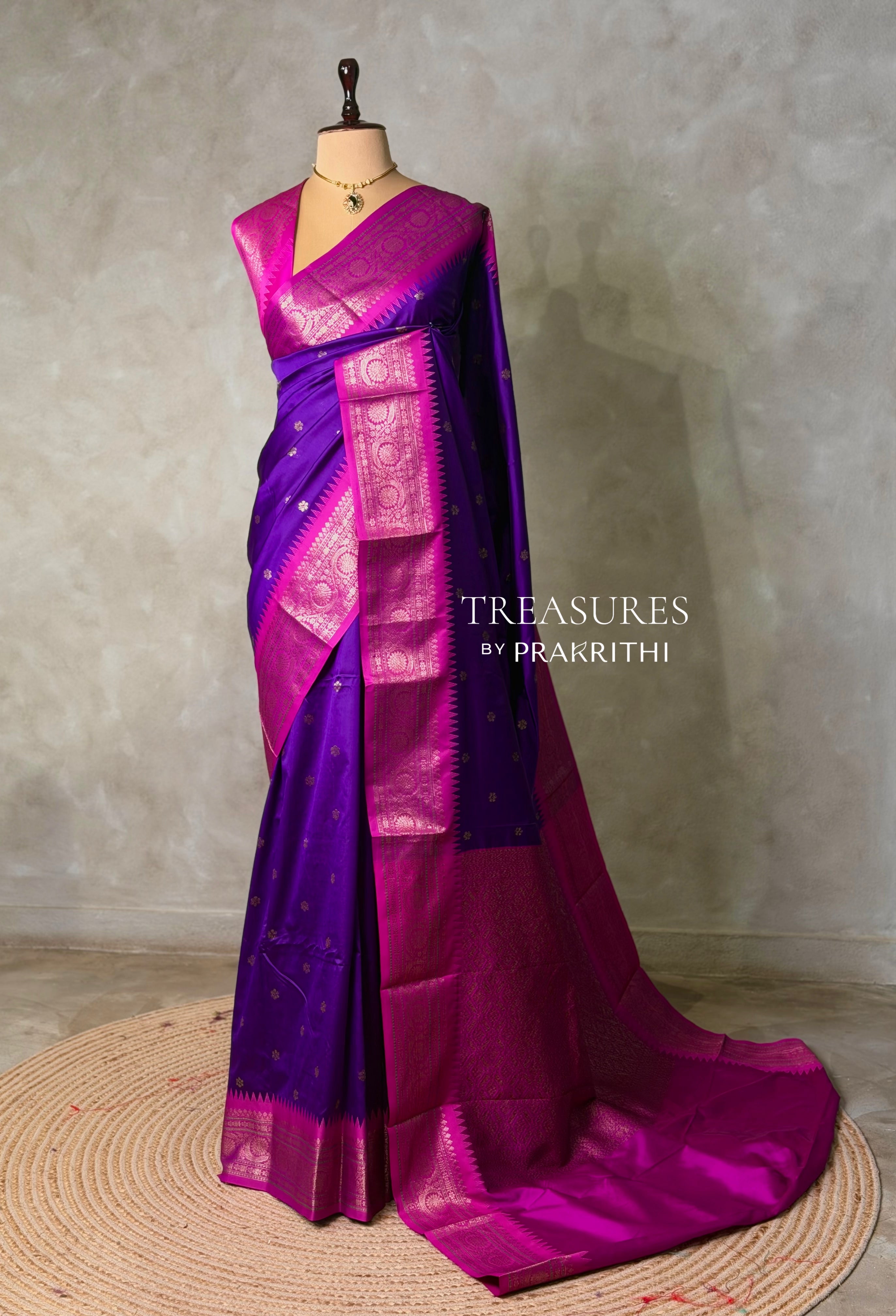 violet and Magenta Silk saree - PBRZU3C