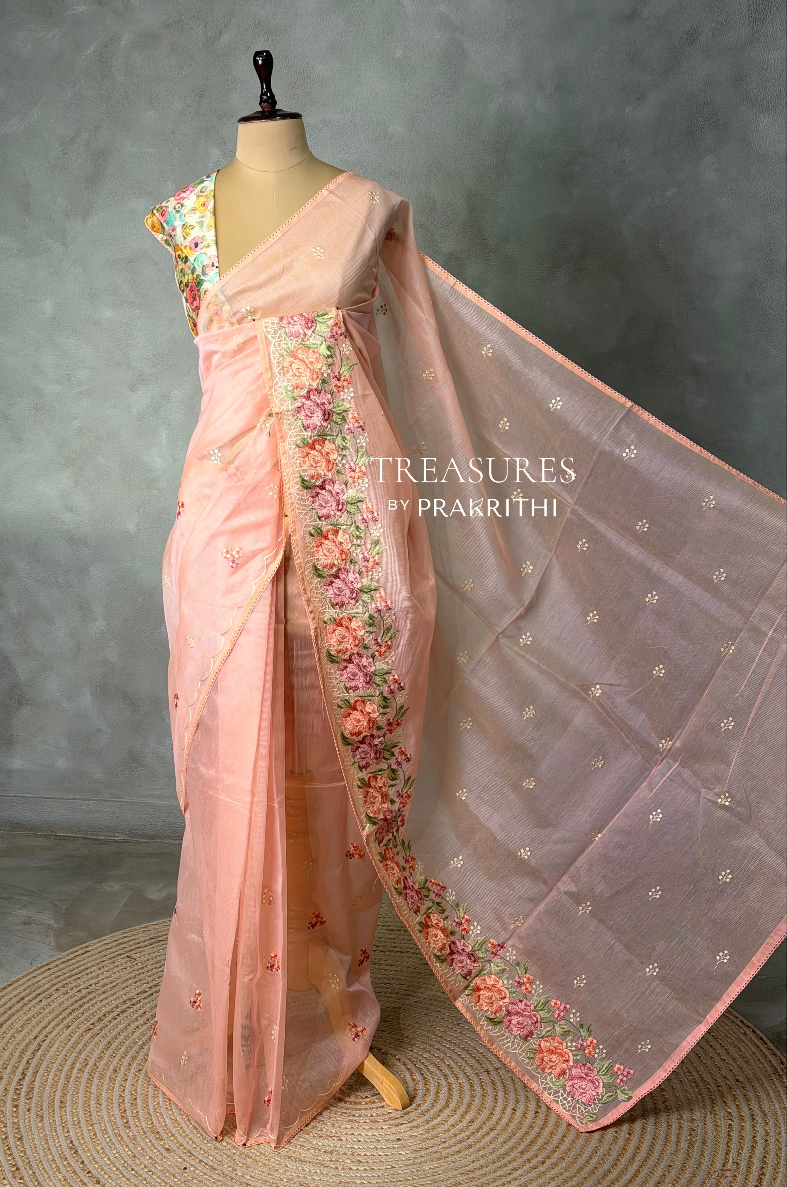 Peach Net kotta saree - PBR34B1