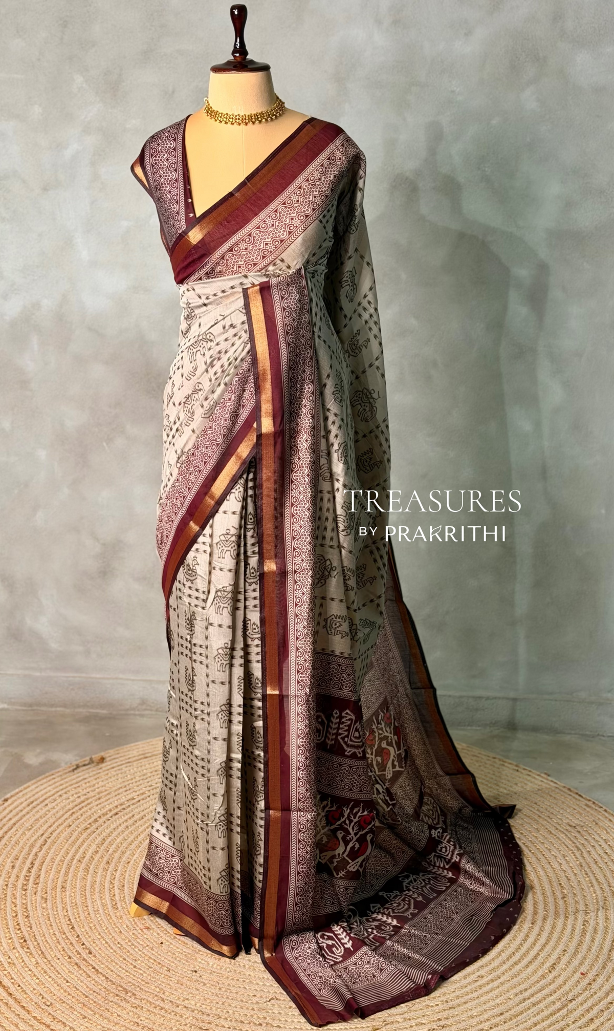 Tribal Printed silk cotton saree -PBR19C