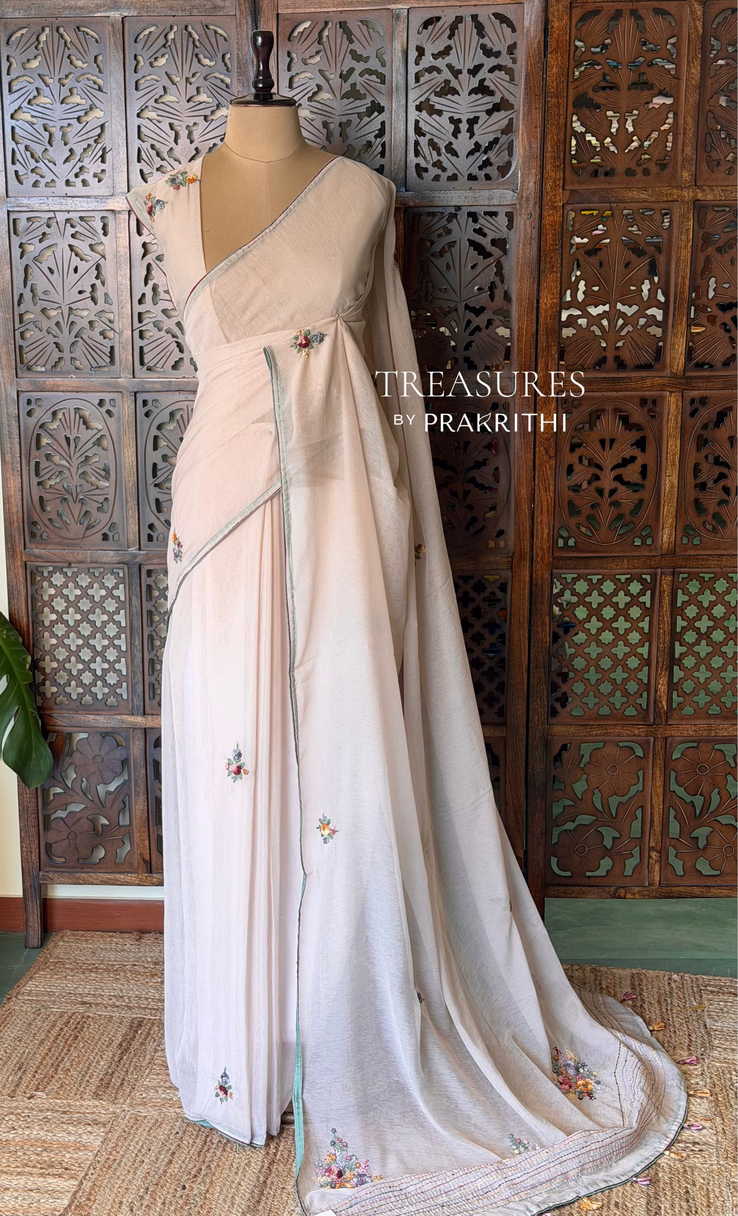 Nude Pink soft Chiffon saree : PBR52F4
