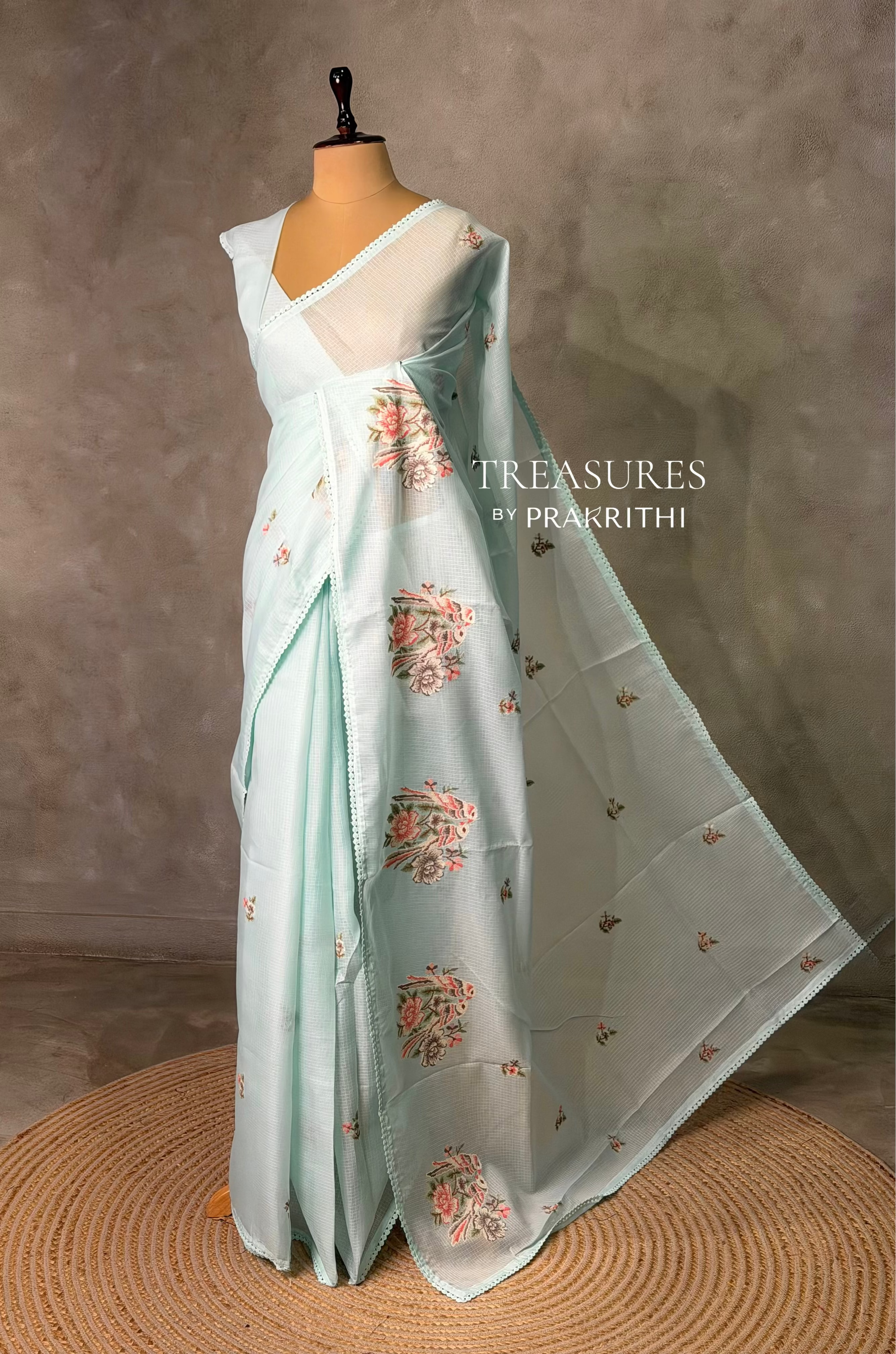 Pastal blue Net kotta saree - PBR34B3