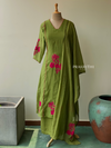 Olive Green and magenta mul chanderi salwar set -SMUL1 -SIZE44
