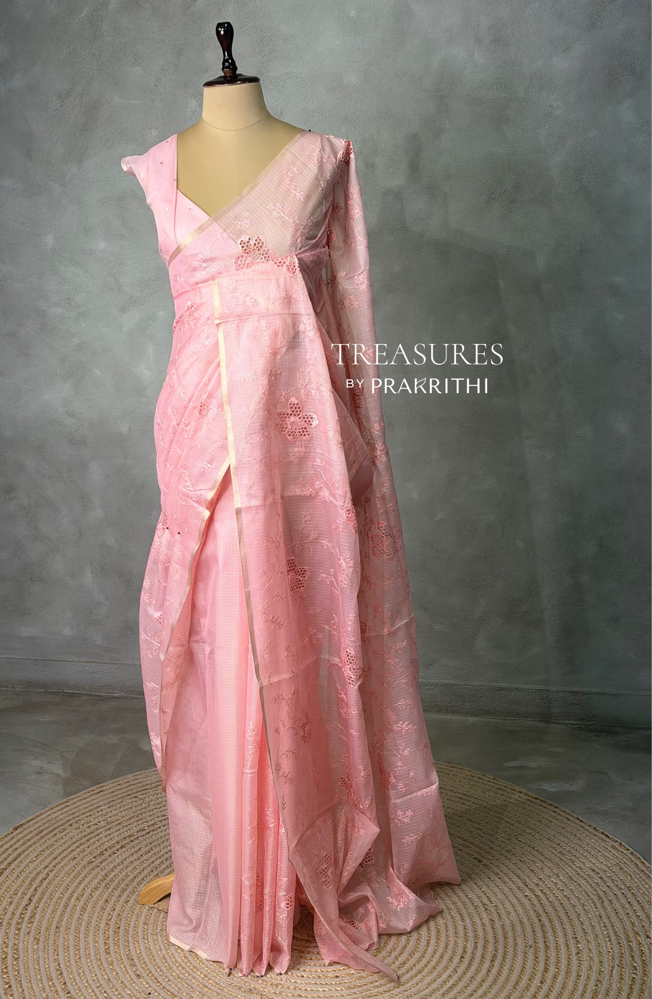 Pastal pink Net kotta saree - PBR34B4