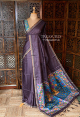 Deep Purple semi tusser saree - PBRBAL2