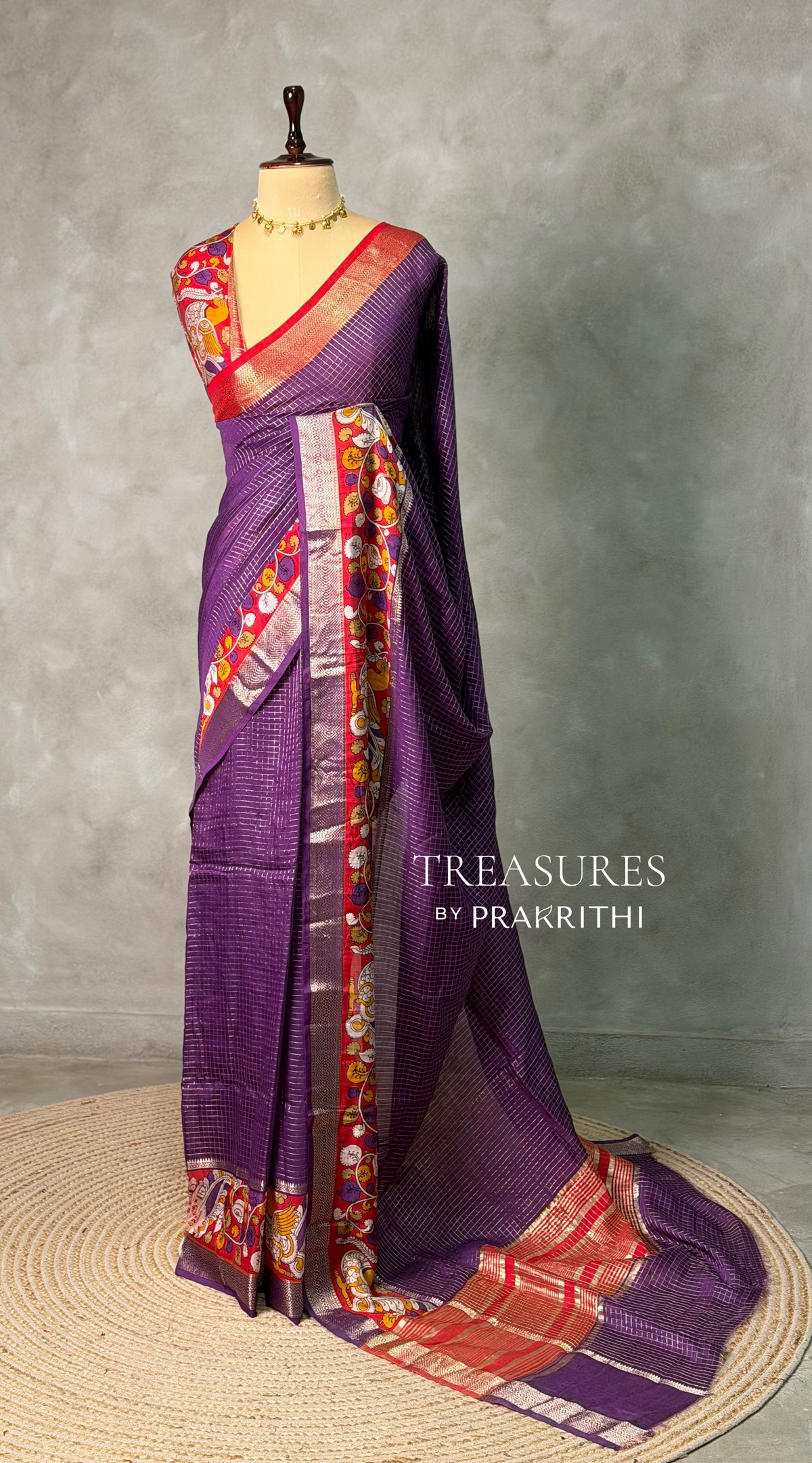 Purple Georgette chanderi silk saree -PBR18M
