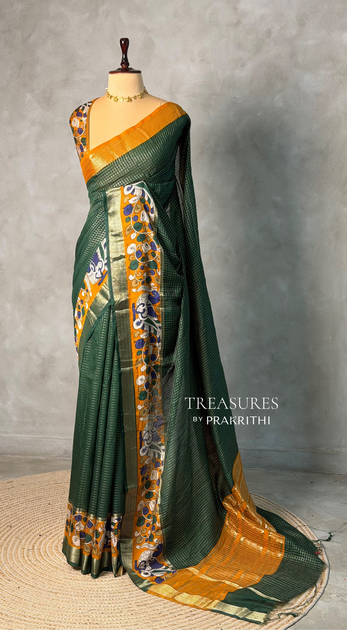 Bottle Green chanderi silk saree -PBR18Q