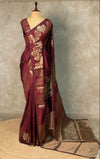 Maroon semi Banarasi silk saree -PIH45A