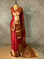 Dark Red Banarasi silk Saree - RUK1