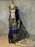 Navy Blue Banarasi silk Saree - RUK1B