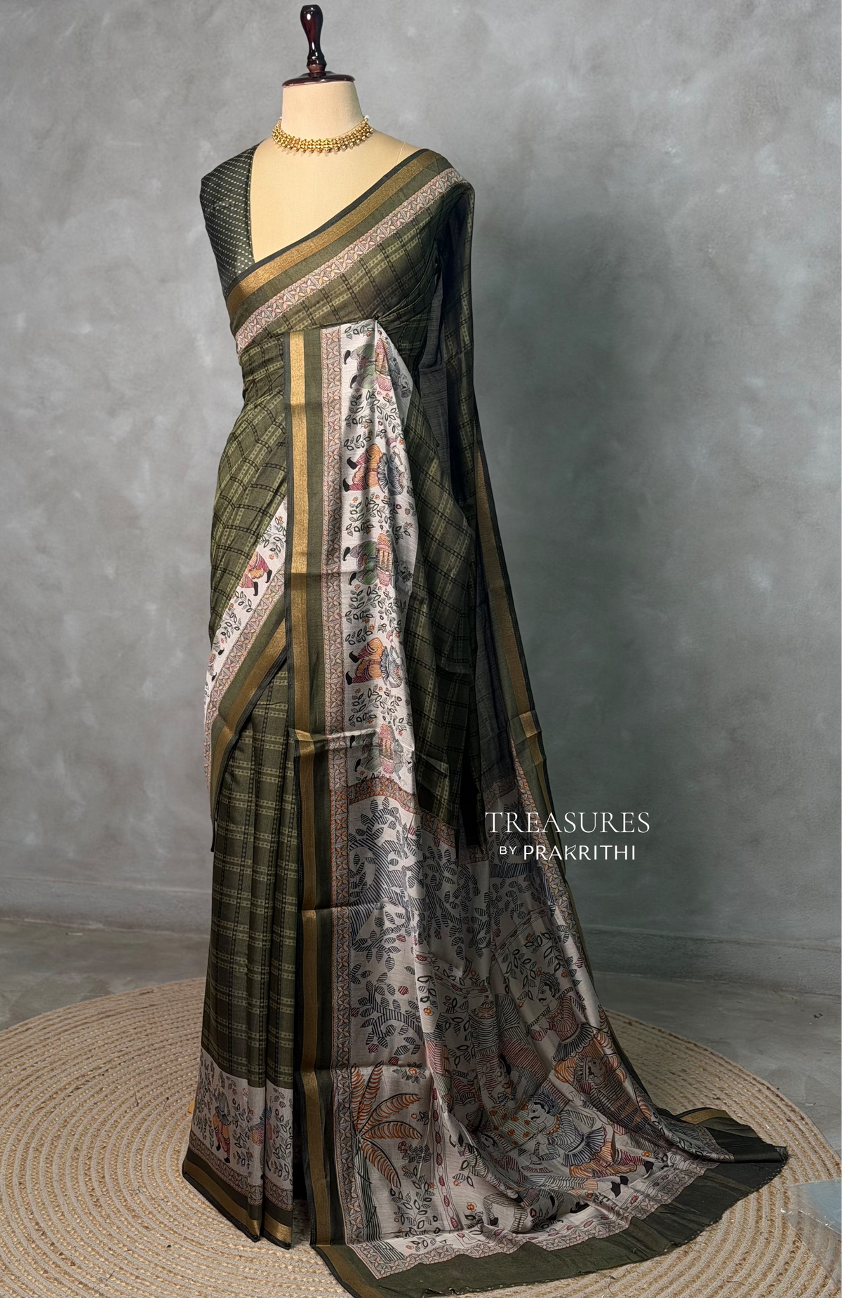 Deep green silk cotton saree -PBR20B