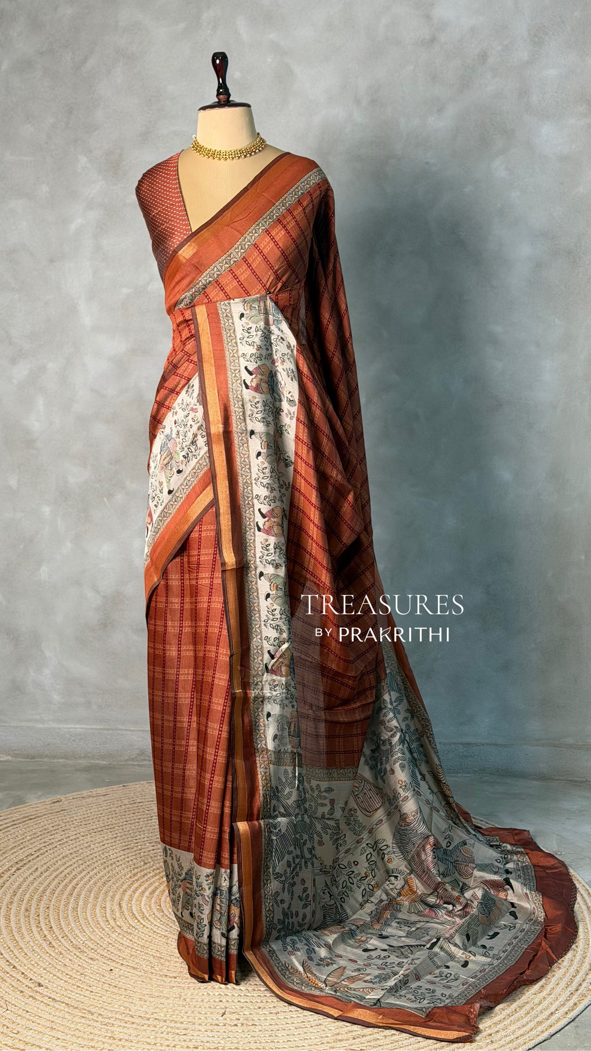 Brown silk cotton saree -PBR20D