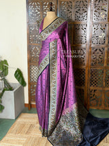 Dark mauve shade pure Tanchui banarasi saree: PBR56C