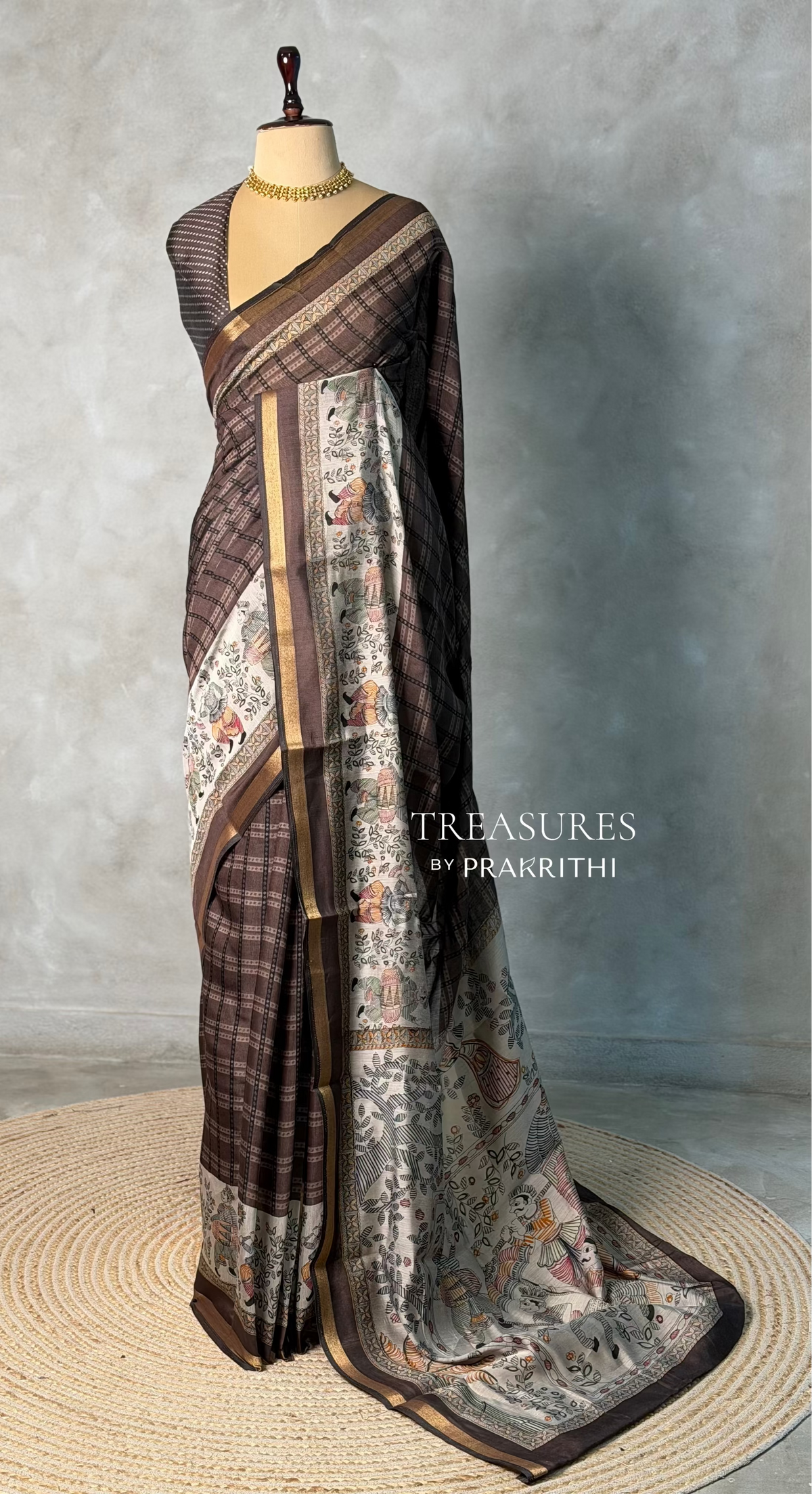 Brown silk cotton saree -PBR20E