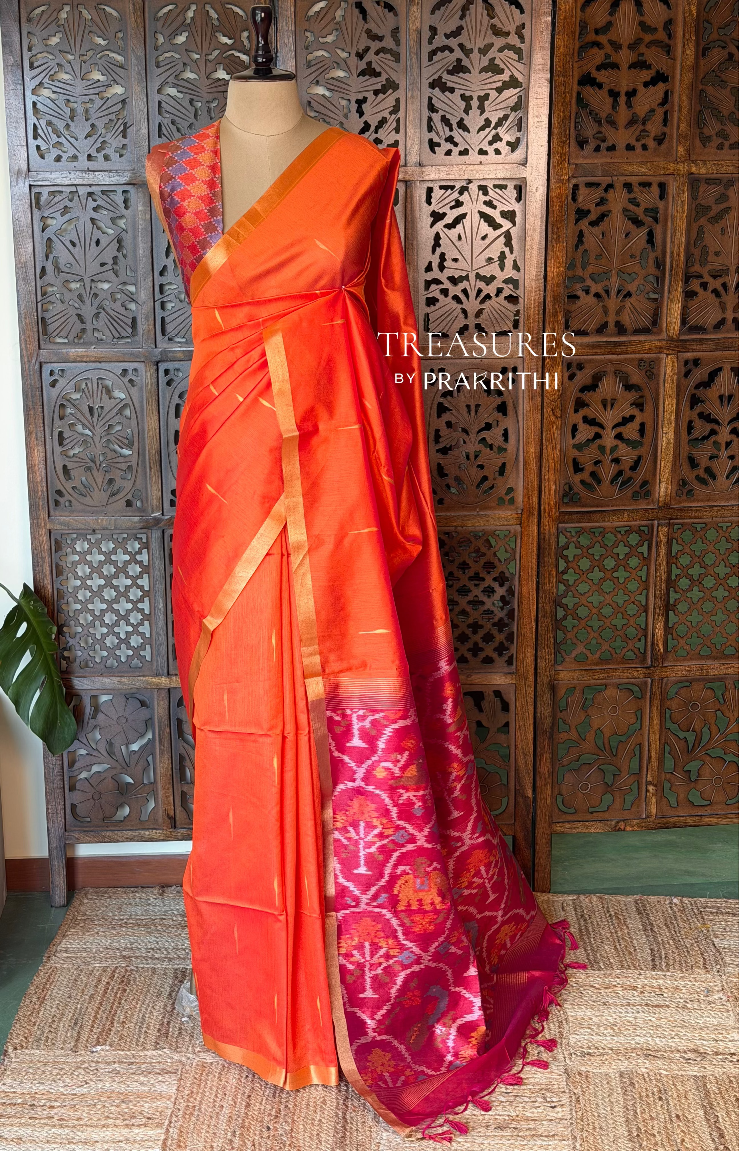 Orange Silk cotton saree- PBR60