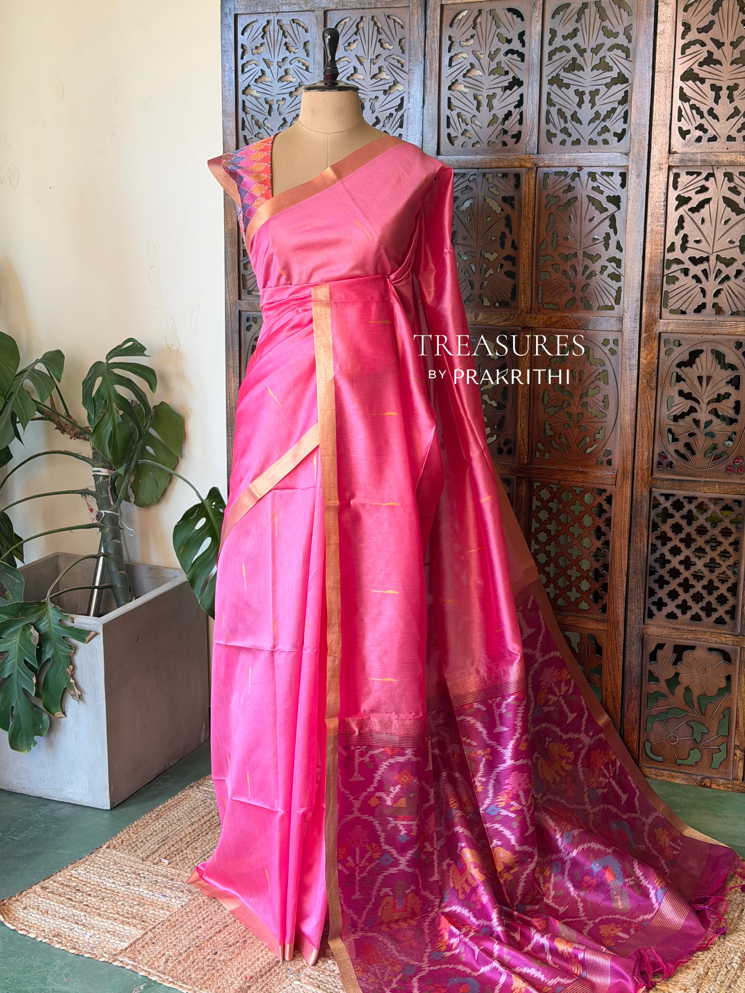 Lotus pink Silk cotton saree- PBR60E