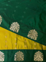 Olive and dark green pure soft silk saree - PSOFT3