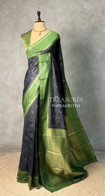Black and Green silk saree - PBR22A