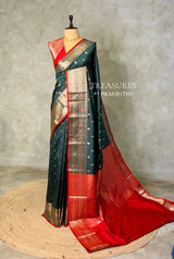 Green and Red Silk saree - PBRZU5B