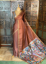 Rust Brown semi tusser saree - PBRBAL3A
