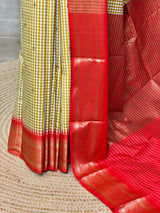 White, Yellow and Red Silk saree - PBRZU4A