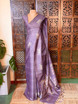 Tiger woven Tusser Silk saree- PBR62E