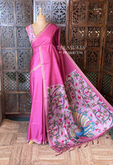Pink semi tusser saree - PBRBAL1C