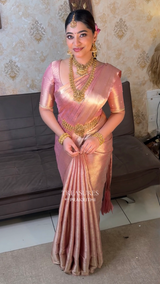 Pastal Pink Tissue banarasi silk saree -PBRAL1