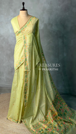 Green Jamdani Silk cotton saree- PBR4H1
