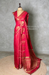 Maroon red soft semi tusser silk saree -PBRVT4