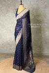 Navy Blue Banarasi Georgette Saree - PBRH2B