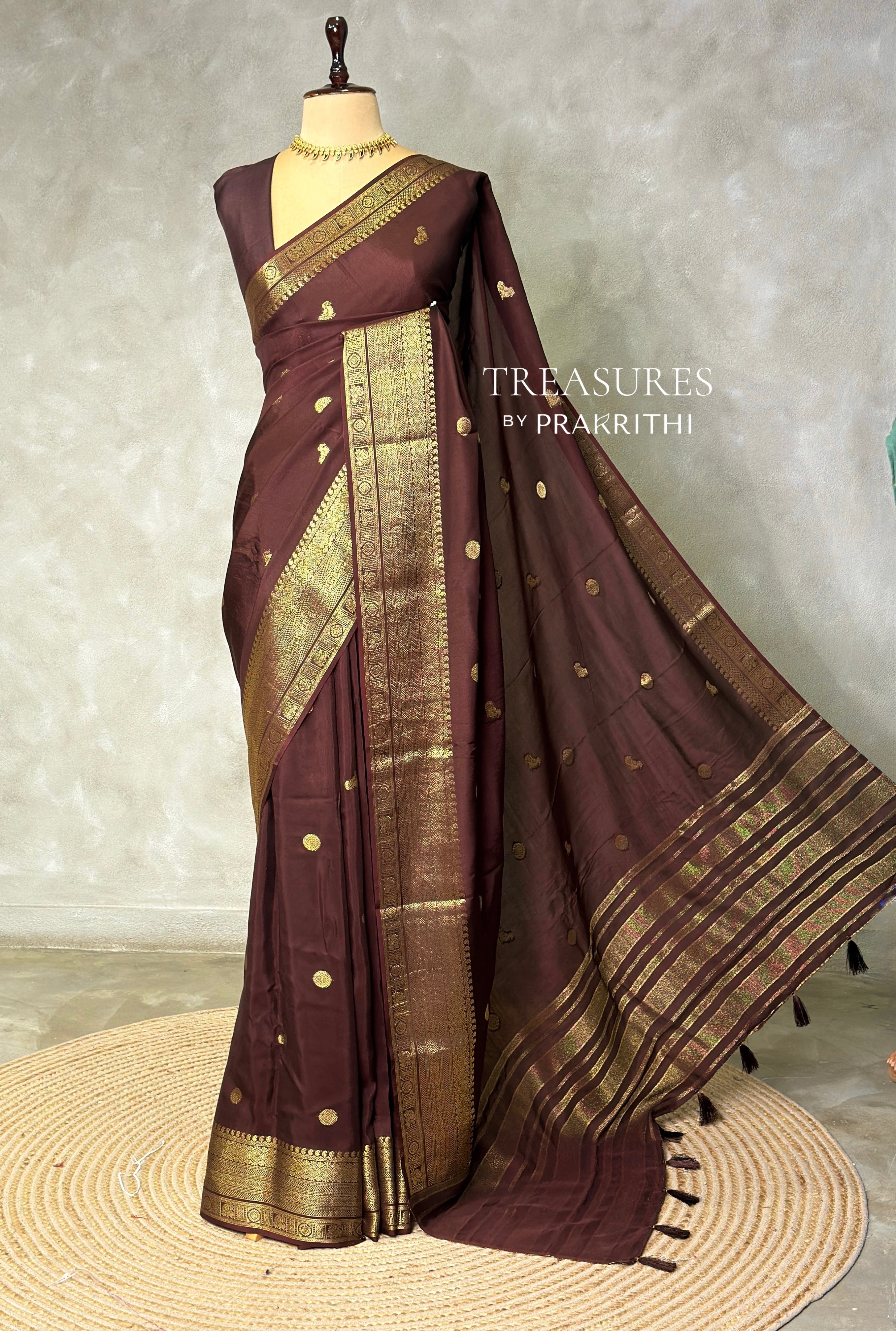 Brown Pure Viscose Silk Saree - PBRATH1A