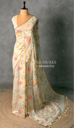 Off white Jamdani Silk cotton saree- PBR4N3
