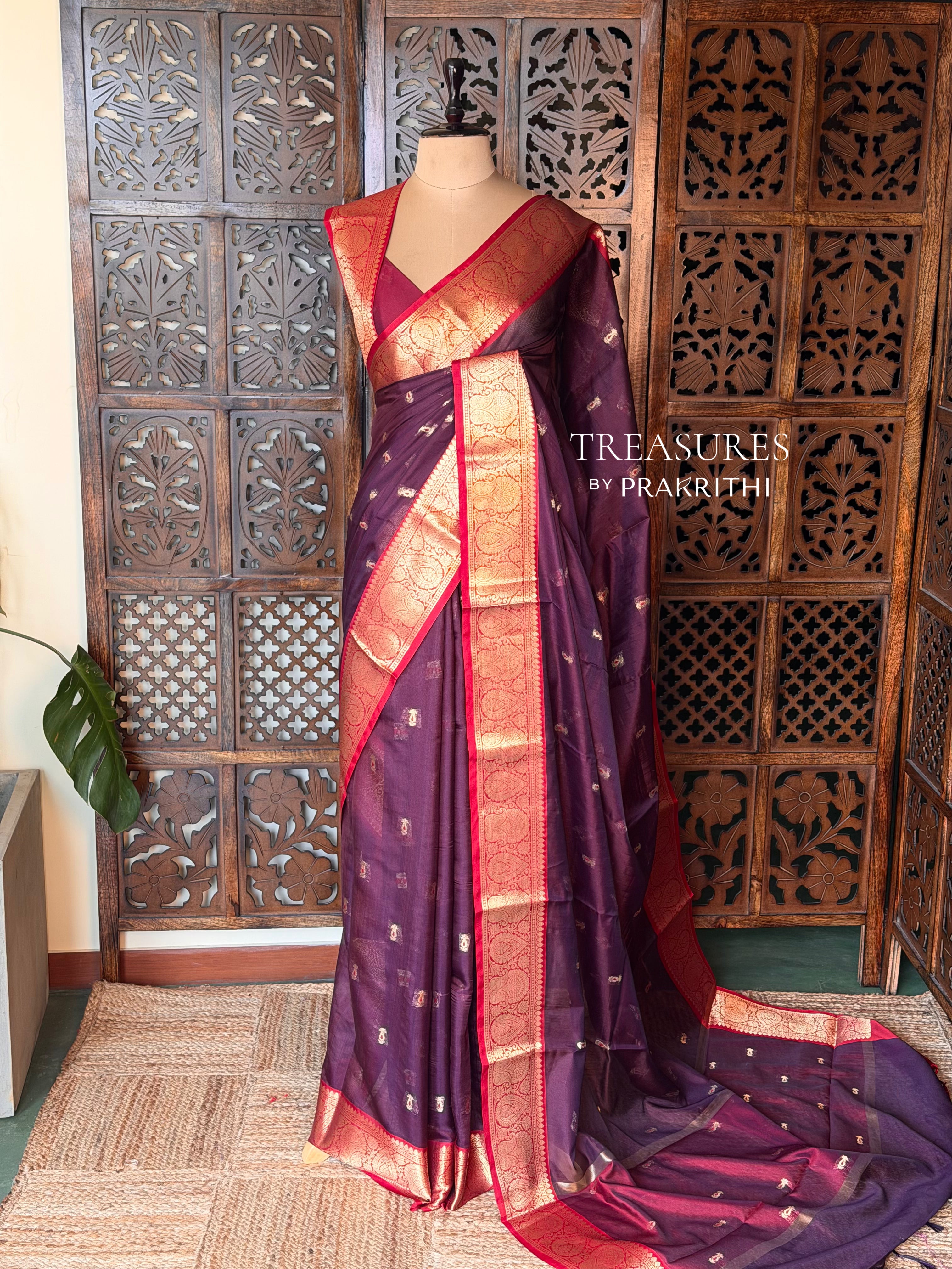 Maroon Semi banarasi silksaree -PFAZ13