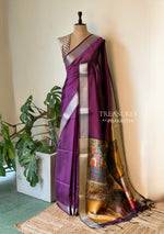 Purple semi tusser saree- PBR28