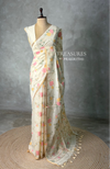 Off white Chanderi silk cotton Jamdani woven saree- PBRJ33