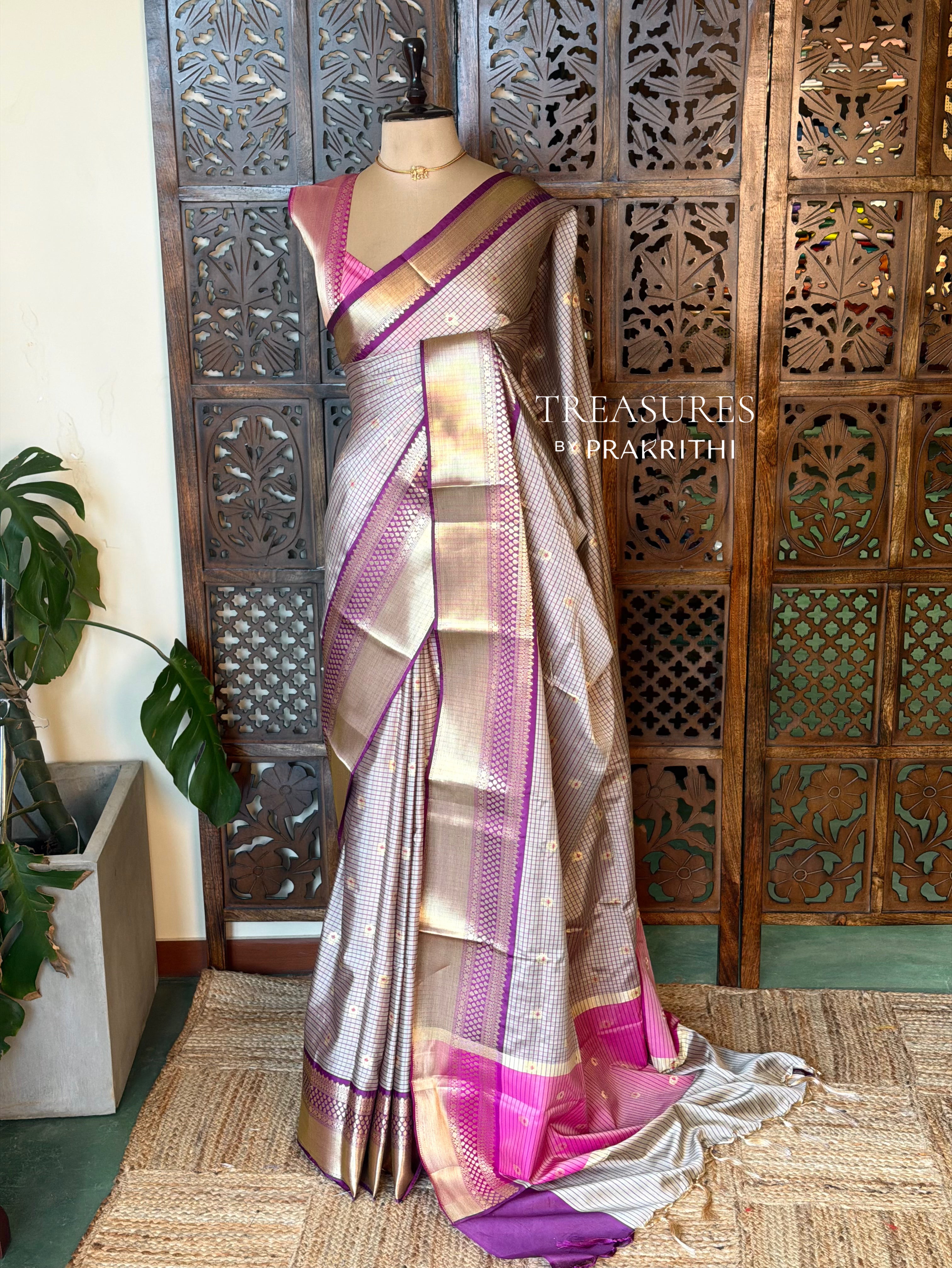 Nude Shade Semi banarasi silksaree -PFAZ4