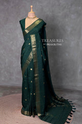 Bottle Green soft tusser Silk Saree - PBRATH2A