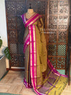 Mustard yellow and magenta Semi banarasi silksaree -PFAZ6
