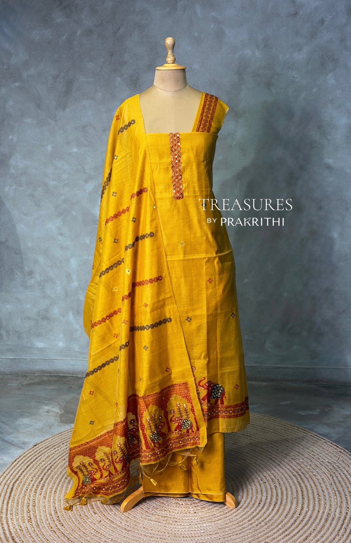 Chanderi unstitched salwar set: PBRUS14