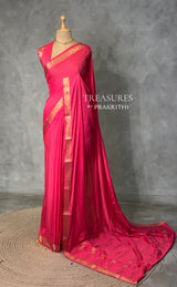 Dark Peach Semi mysore crepe Silk Saree - PBRMJ2B