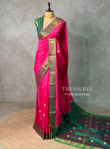 Magenta and green semi kanchipuram soft silk saree - PSSN177