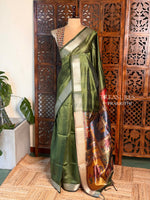 Olive Green semi tusser saree- PBR28E