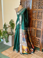Green semi tusser saree- PBR28C