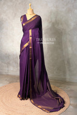 Violet Semi mysore crepe Silk Saree - PBRMJ3F
