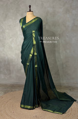 Bottle green Semi mysore crepe Silk Saree - PBRMJ3G