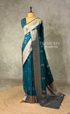 Peacock blue banarasi semi tusser Silk Saree - PBRMM1D