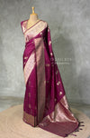 Dark Wine banarasi semi tusser Silk Saree - PBRMM1I